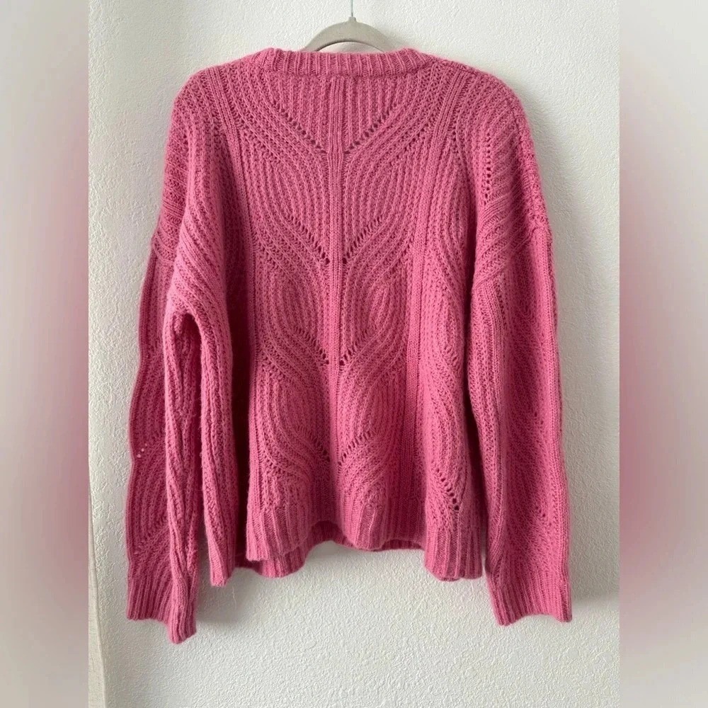 Madewell Pink Cable Knit Alpaca Blend Sweater Size XL - Picture 5 of 11